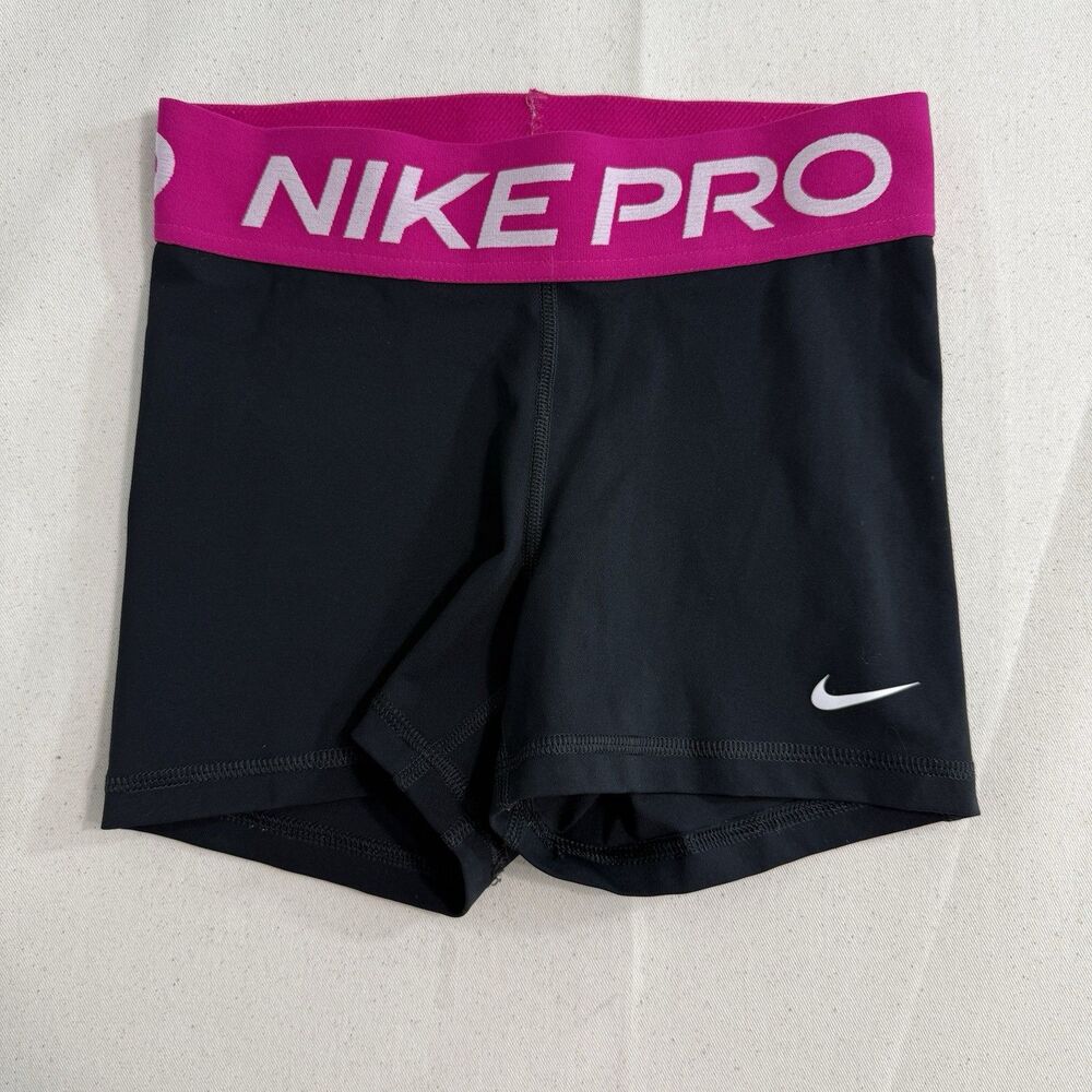Nike Size XS Women's Pro 3'' Compression Yoga Shorts, Black/Fuchsia CZ9857-011